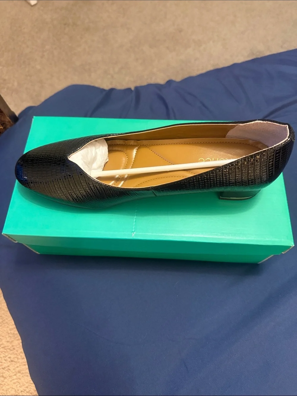 J.Renee Black Croc-Embossed Ballet Flats